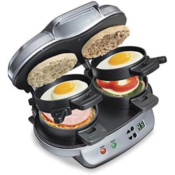 Hamilton Beach Dual Breakfast Sandwich Maker with Timer, Silver (25490A)