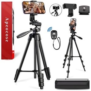 Apeocose 55" Tripod for iPhone with Quick-Release Plate, Lightweight Cell Phone