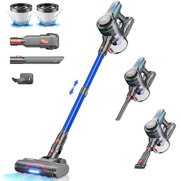 HOMPANY Cordless Vacuum Cleaner, 26Kpa Powerful Suction Stick Vacuum, 45Mins